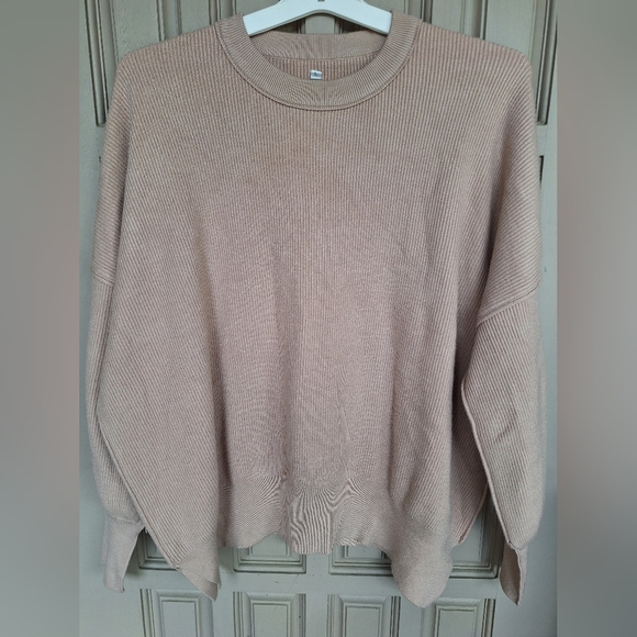 Unisex Oversized Sweater SzL Long Sleeve Knit Banded Hem/Collar/Cuff Creme Knit - Picture 1 of 9